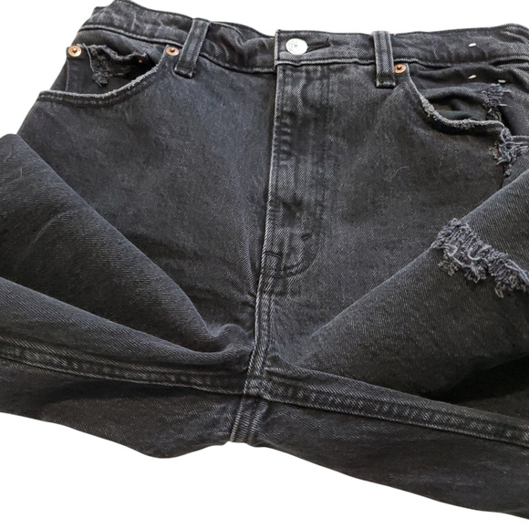Abercrombie Ultra High Rise 90s Straight Jeans Black Distressed 4 27 - Picture 5 of 11